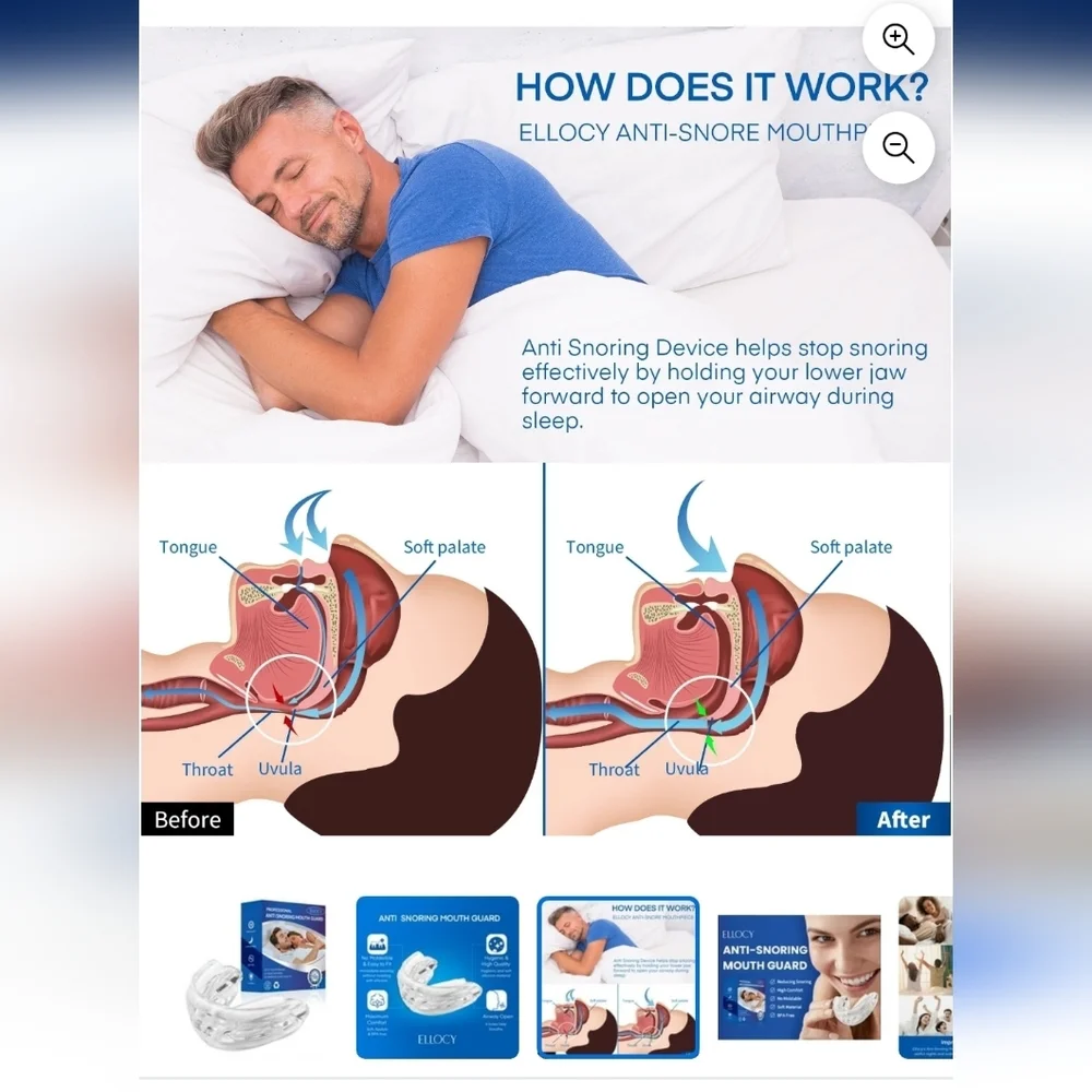 NWT Ellocy Anti Snoring Devices – Mouth Guard for Snoring & Teeth Grinding